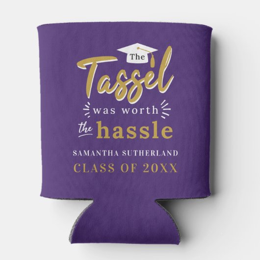 2025 Afstuderen Paarse kwastje was de moeite waard Blikjeskoeler (Achterkant)