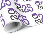 2025 Afstuderen Paarse Pet op zwart Cadeaupapier (Rol Hoek)