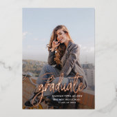 2025 Afstuderen Party Script Afstudeerder Roos Gol Folie Uitnodiging (Voorkant)