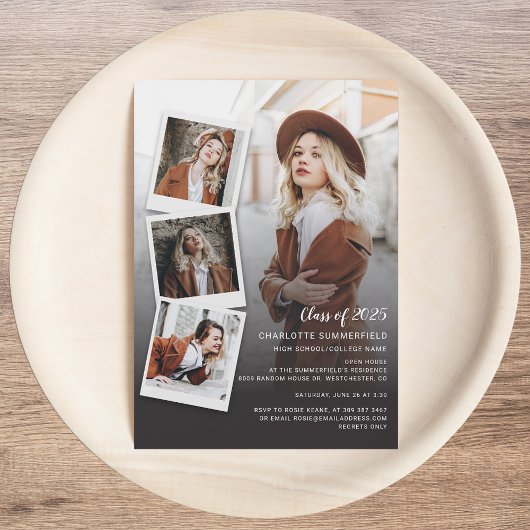 2025 Afstuderen Photo Collage Open House Party Magnetische Uitnodiging