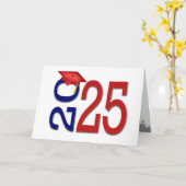 2025 Afstuderen rode en blauwe schoolkleuren Kaart (Gele Bloem)