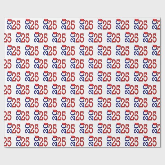 2025 Afstuderen rood en blauw Cadeaupapier (Vlak)