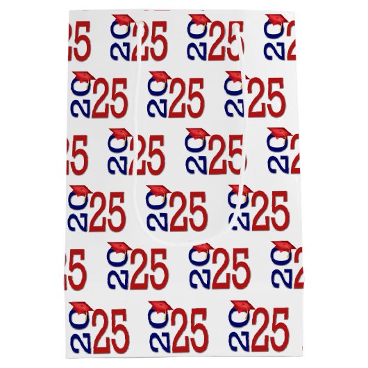 2025 Afstuderen rood en blauw Medium Cadeauzakje (Achterkant)