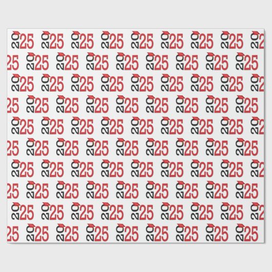 2025 Afstuderen rood en zwart Cadeaupapier (Vlak)