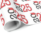 2025 Afstuderen rood en zwart Cadeaupapier (Rol Hoek)