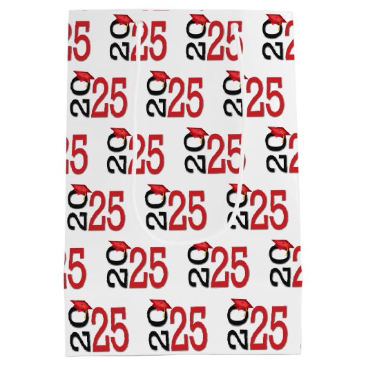 2025 Afstuderen rood en zwart Medium Cadeauzakje (Achterkant)