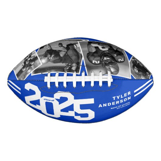 2025 Afstuderen Senior 4 Foto Blauw American Football (Voorkant)