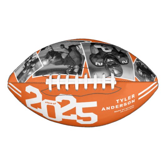 2025 Afstuderen Senior 4 Foto Sinaasappel American Football (Voorkant)