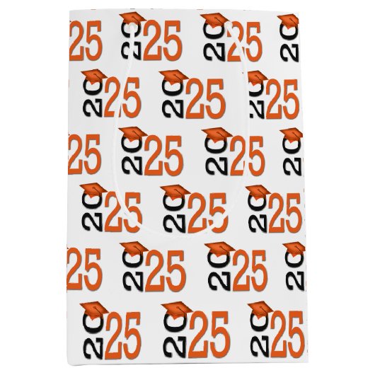 2025 Afstuderen Sinaasappel en zwart Medium Cadeauzakje (Voorkant)