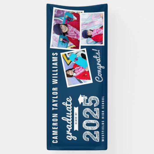 2025 Afstuderen Sketch Three Photo Graduation Part Spandoek (Verticaal)