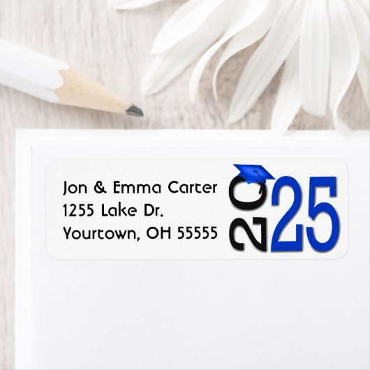 2025 Afstuderen Zwart en Blauw School Kleuren Etiket (Insitu)