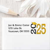 2025 Afstuderen Zwart en Gouden School Kleuren Etiket (Insitu)