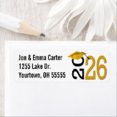 2025 Afstuderen Zwart en Gouden School Kleuren Etiket (Insitu)