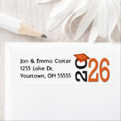 2025 Afstuderen Zwart en Sinaasappel Schoolkleuren Etiket (Insitu)