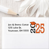 2025 Afstuderen Zwart en Sinaasappel Schoolkleuren Etiket (Insitu)