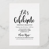 2025 Afstuderen Zwart Roos Gold Script Photo Colla Folie Uitnodiging (Achterkant)