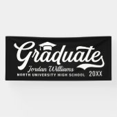 2025 Afstuderen Zwart Wit Script Custom Afstuderen Spandoek (Horizontaal)
