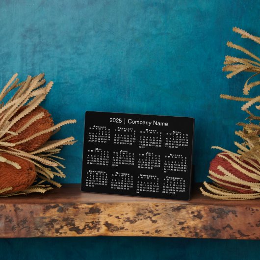 2025 Agenda Bedrijfsnaam Black Desktop Fotoplaat (Zijkant)