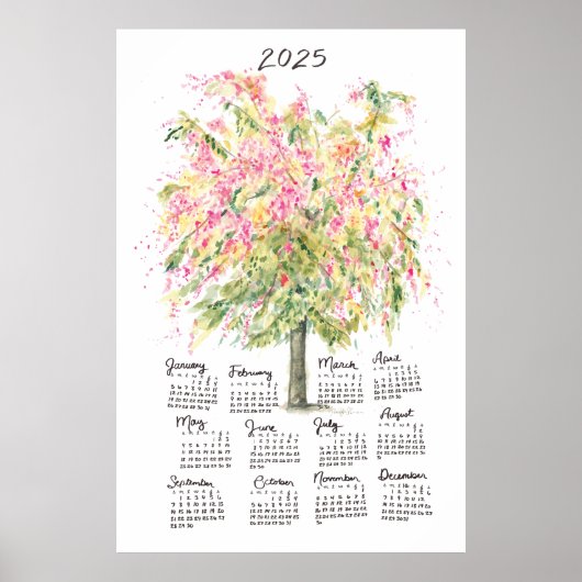 2025 Agenda Hoog Watervector Regenboog Douche Boom Poster (Voorkant)