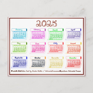 2025 Agenda Lijn Kunst Bouten van Kleur Stof Lette Briefkaart