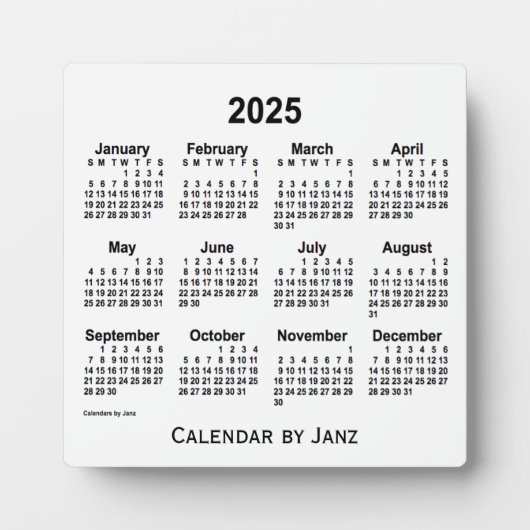 2025 Agenda van de witte schijf van Janz Fotoplaat (Voorkant)