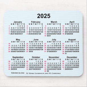 2025 Alice Blue 52 weken ISO-kalender van Janz Muismat