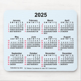 2025 Alice Blue 52 weken ISO-kalender van Janz Muismat