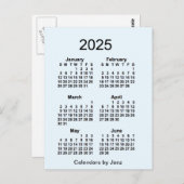 2025 Alice Blue 6 Maanden Mini Kalender door Janz Briefkaart (Voorkant / Achterkant)