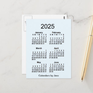 2025 Alice Blue 6 Maanden Mini Kalender door Janz Briefkaart