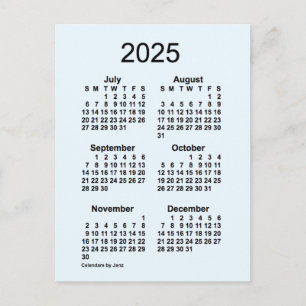 2025 Alice Blue 6 Maanden Mini Kalender van Janz Briefkaart