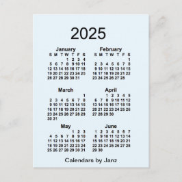 2025 Alice Blue 6 Maanden Mini Kalender van Janz Briefkaart