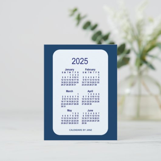 2025 Alice Blue 6 Month Mini Calendar van Janz Briefkaart (Staand voorkant)