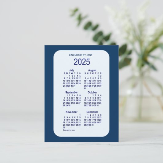 2025 Alice Blue 6 Month Mini Calendar van Janz Briefkaart (Staand voorkant)