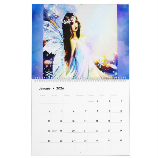 2025 Angel Art Fantasy Guardian Angels beroemd gem Kalender (Jan 2026)