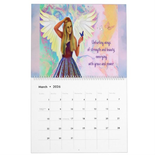 2025 Angels Fantasy Art Verhogen Quotes Aangepast Kalender (Mar 2026)