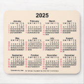 2025 Antiek wit 52 weken ISO-kalender door Janz Muismat (Voorkant)