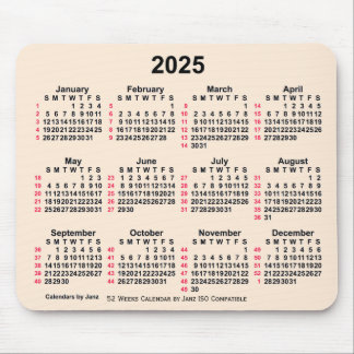 2025 Antiek wit 52 weken ISO-kalender door Janz Muismat