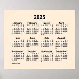 2025 Antieke Witte Kalender van Janz Print