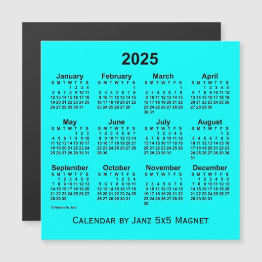 2025 Aqua Agenda van Janz 5x5 Magnet (Voorkant / Achterkant)