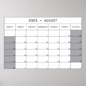 2025 augustus planner kalender grote notities ruim poster (Voorkant)