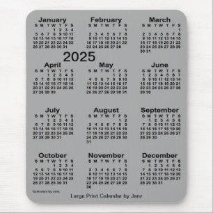 2025 Batleship Grey Large Print Calendar van Janz Muismat