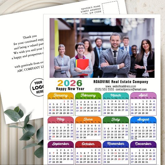 2025 Bedrijfsfoto Kleurrijke Kalender Amerikaanse Feestdagenkaart