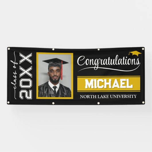 2025 Bewerkbare Afstuderen Banner met Naam & Schoo (Horizontaal)