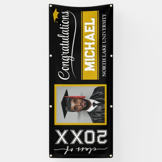 2025 Bewerkbare Afstuderen Banner met Naam & Schoo (Verticaal)