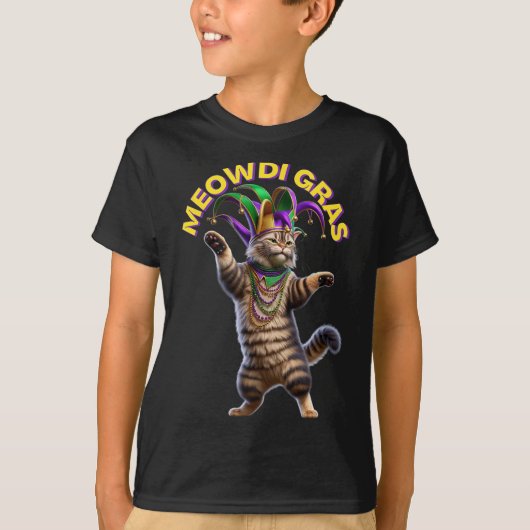 2025 Bijpassende Mannen vrouwen Funny Meowdi Gras  T-shirt (Voorkant)