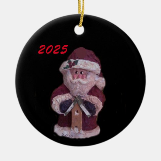 2025 BIRDHOUSE SANTA CHRISTMAS KERAMISCH ORNAMENT (Voorkant)