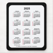 2025 Black 52 weken ISO-kalender van Janz Two Tone Muismat (Voorkant)