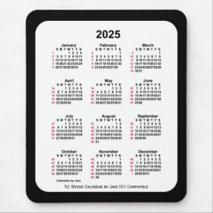 2025 Black 52 weken ISO-kalender van Janz Two Tone Muismat
