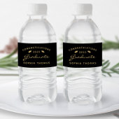 2025 Black Gold Script Pet Afstuderen Waterfles Etiket