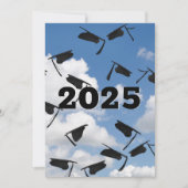 2025 Black Graduation Caps in de lucht Kaart (Voorkant)